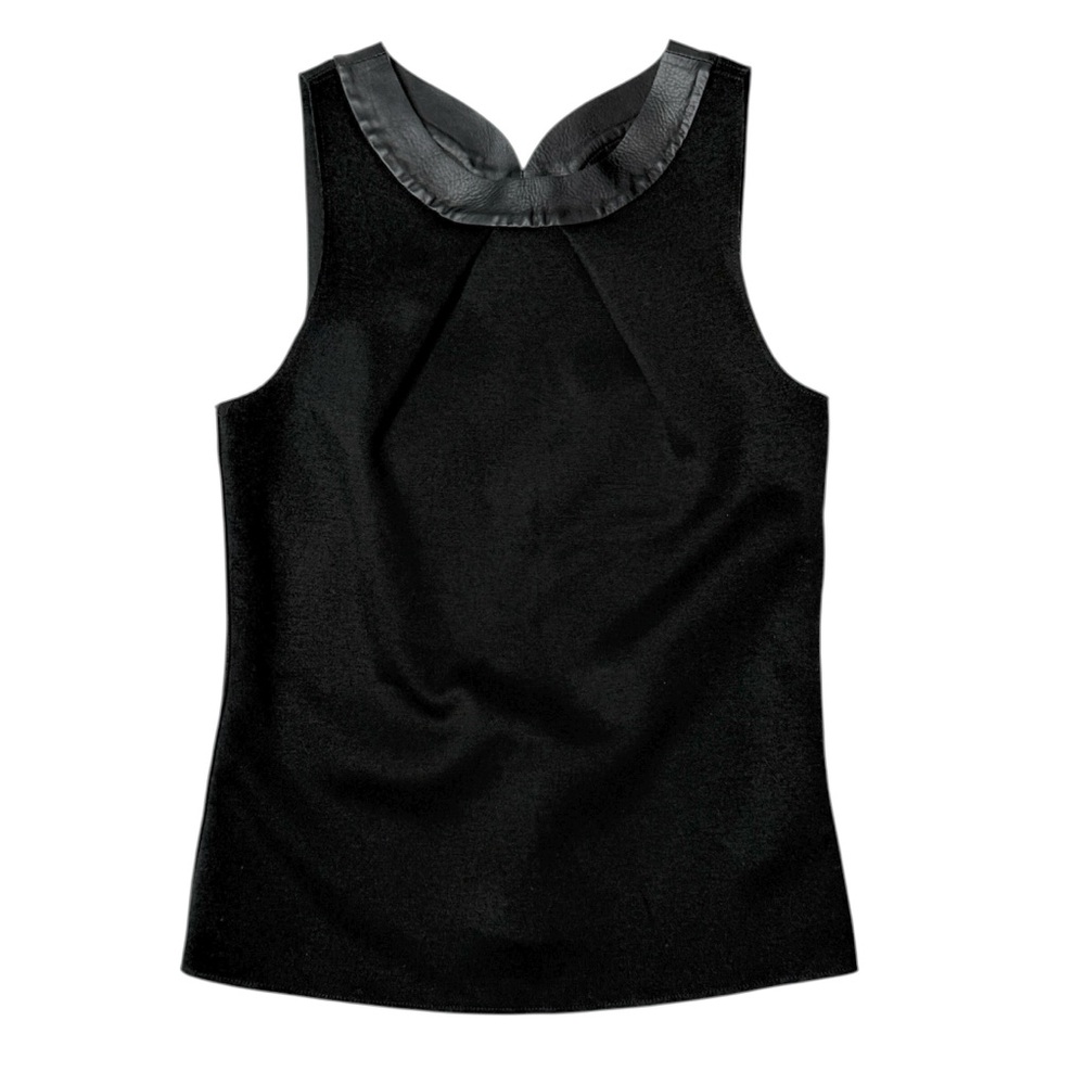 Emporio Armani Leather Trim Mixed Media Tank Black 38 Medium‎ Corpcore Old Money